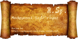Medgyessi Szíriusz névjegykártya